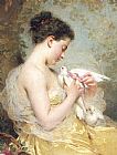 Famous Beauty Paintings - A Beauty with Doves